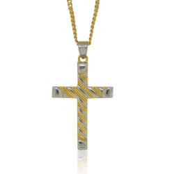 Two Tone Cross Pendant Necklace Sterling Silver