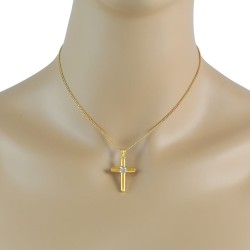 Two Tone Cross Pendant Necklace Sterling Silver