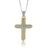 Two Tone Cross Pendant Necklace Sterling Silver