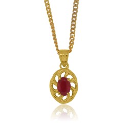 Lab Created Ruby Pendant Necklace Sterling Silver 