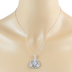 Cubic Zirconia Pendant Necklace Sterling Silver