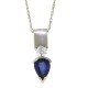 Sapphire and Diamond Pendant Necklace 14Kt Gold PearShape 