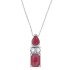 Genuine Ruby Diamond Pendant Necklace 14Kt White Gold