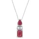 Genuine Ruby Diamond Pendant Necklace 14Kt White Gold