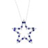 Star Shape Sapphire Diamond Pendant Necklace 14Kt Gold 