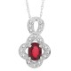 Natural Ruby and Diamond Pendant Necklace 14Kt White Gold
