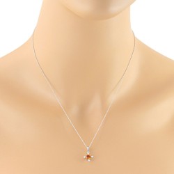 Citrine and Diamond Pendant Necklace 14Kt White Gold