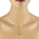 Genuine Emerald and Diamond Pendant Necklace 14Kt White Gold 