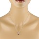 Genuine Ruby and Diamond Pendant Necklace 14Kt White Gold 