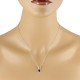 Genuine Sapphire and Diamond Pendant Necklace 14Kt Gold 