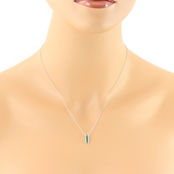 Three Stone Emerald and Diamond Pendant Necklace 14Kt Gold 