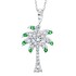 Tsavorite Diamond Palmetto Pendant Necklace 14Kt White Gold