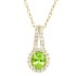 Oval Shape Peridot Diamond Pendant Necklace 10Kt Yellow Gold 