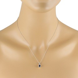 Sapphire and Diamond Pendant Necklace 14Kt White Gold 