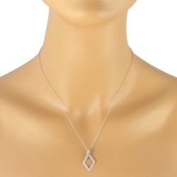 Fashion Diamond Pendant Necklace 14Kt White Gold 