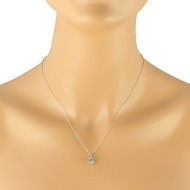 Genuine Aquamarine Pendant Necklace Sterling Silver 