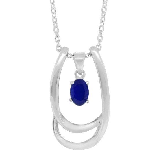 14kt Gold Sapphire Pendant Necklace with Sterling Silver Enhancer