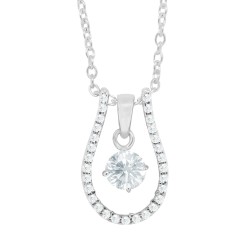 Cubic Zirconia Pendant Necklace with Sterling Silver Enhancer