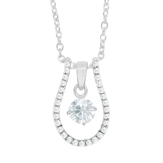 Cubic Zirconia Pendant Necklace with Sterling Silver Enhancer