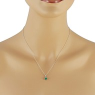 Genuine Emerald Diamond Pendant Necklace Sterling Silver 5MM