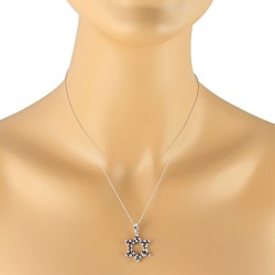 Sapphire CZ Jewish Star Of David Pendant Necklace Sterling Silver 