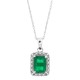 Emerald Cut Emerald Diamond Pendant Necklace 10Kt Gold 