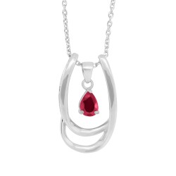 14kt Gold Pear Ruby Pendant Necklace with Sterling Silver Enhancer