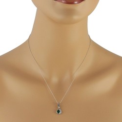 Lab Created Emerald Diamond Pendant Sterling Silver