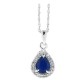 Pear Shape Sapphire Diamond Halo Pendant Necklace 10Kt Gold