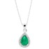 Pear Shape Genuine Emerald Diamond Pendant Necklace 14Kt Gold