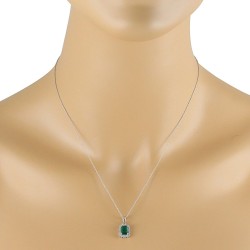 Emerald Cut Emerald Diamond Pendant Necklace 10kt Gold 
