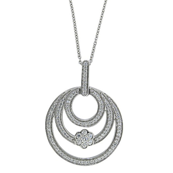 Cubic Zirconia Fashion Pendant Necklace Sterling Silver  