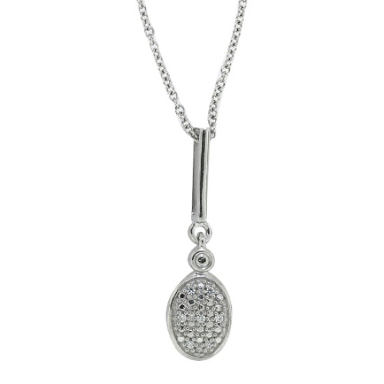 Cubic Zirconia Fashion Pendant Necklace Sterling Silver  