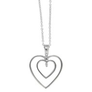 Cubic Zirconia Heart Pendant Necklace Sterling Silver  