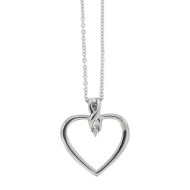 Cubic Zirconia Heart Pendant Necklace Sterling Silver  