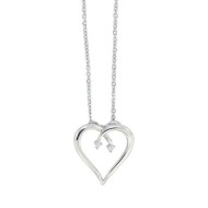 Cubic Zirconia Heart Pendant Necklace Sterling Silver  