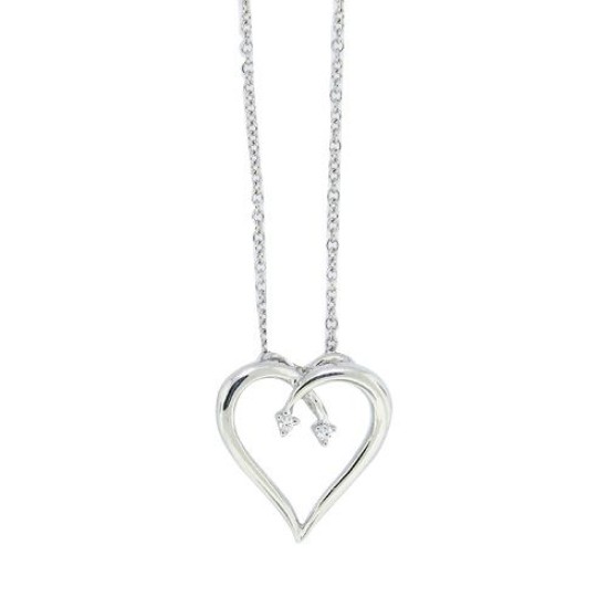 Cubic Zirconia Heart Pendant Necklace Sterling Silver  