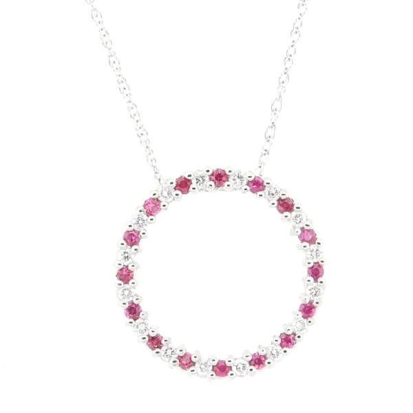 Ruby And Diamond Circle Of Life Pendant Necklace 14kt White Gold - Circle Of Life Diamond Pendant White Gold Ruby And Diamond Circle Of Life Pendant Necklace 14kt White Gold - Circle Of Life Diamond Pendant White Gold
