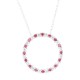 Ruby Diamond Circle of Life Pendant Necklace 14Kt White Gold 