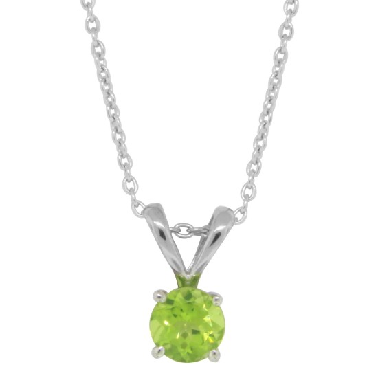 August Birthstone Peridot Solitaire Pendant Sterling Silver 