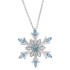 Blue Topaz Swarovski Zirconia Snowflake Pendant Necklace Sterling Silver 