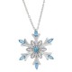 Blue Topaz Cubic Zirconia Snowflake Pendant Necklace Sterling Silver 