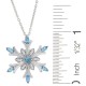 Blue Topaz Swarovski Zirconia Snowflake Pendant Necklace Sterling Silver 