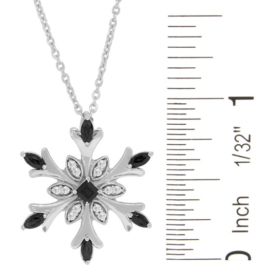 Sapphire Swarovski Zirconia Snowflake Pendant Necklace Sterling Silver Sapphire Swarovski Zirconia Snowflake Pendant Necklace Sterling Silver