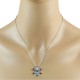 Sapphire Swarovski Zirconia Snowflake Pendant Necklace Sterling Silver Sapphire Swarovski Zirconia Snowflake Pendant Necklace Sterling Silver