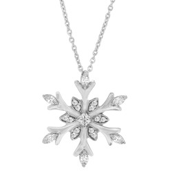 Swarovski Zirconia Snowflake Pendant Necklace Sterling Silver 