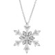 Swarovski Zirconia Snowflake Pendant Necklace Sterling Silver 