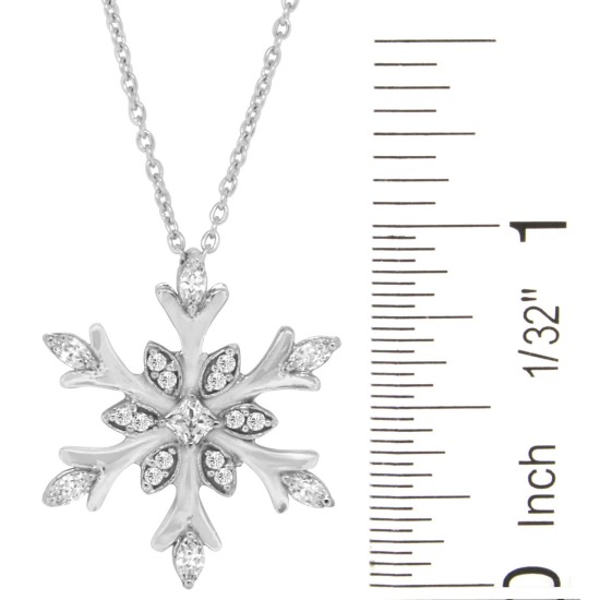 Swarovski Zirconia Snowflake Pendant Necklace Sterling Silver 