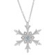 Aquamarine CZ Snowflake Pendant Necklace Sterling Silver