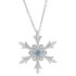 Blue Topaz CZ Snowflake Pendant Necklace Sterling Silver 